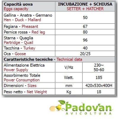 Incubadora automática digital profesional FIEM MG50 MINI LED