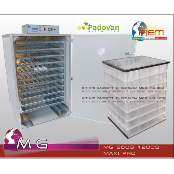 Fiem MG860S Maxi Pro LCD Evo Plus Stahl-Inkubator mit automatischem Luftbefeuchter