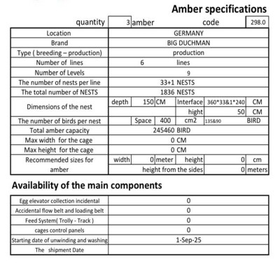 Big Dutchman per 245.460 Ovaiole– 6 Linee 9 Livelli Big Dutchman per 245.460 Ovaiole– 6 Linee 9 Livelli
