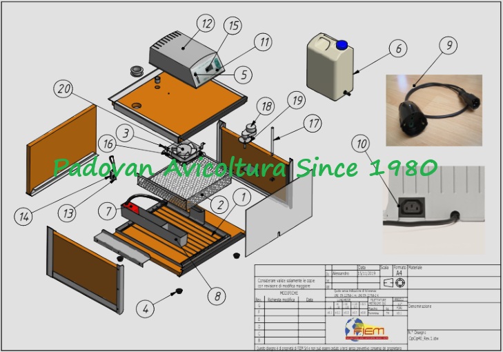 Esploso con Ricambi Incubatrice fiem Smart